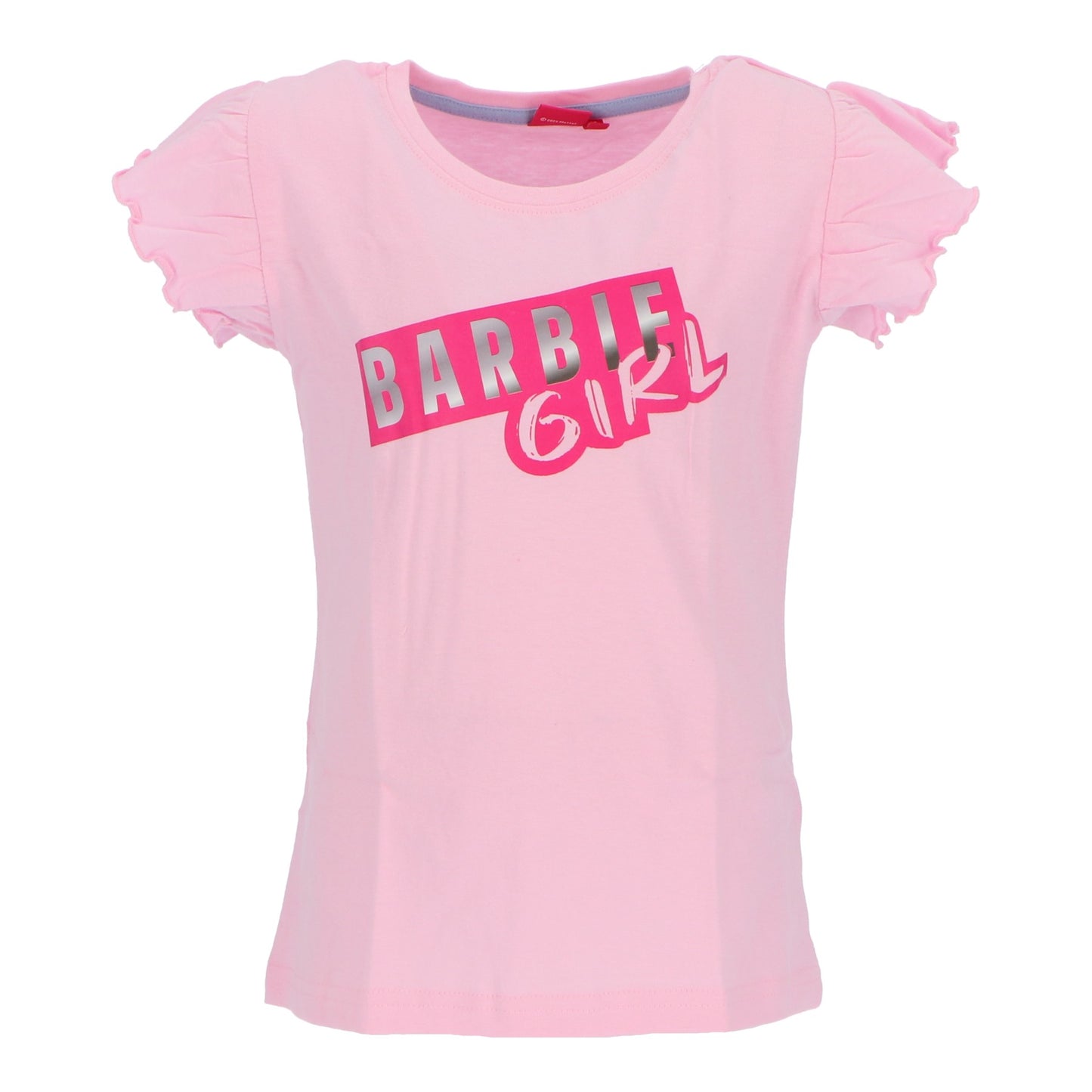 Set van 2 Barbie T-shirts voor kinderen in maat 146/152 een rose T-shirt met 'Barbie Girl'-tekst en gerimpelde mouwtjesGemaakt van 100% katoen.