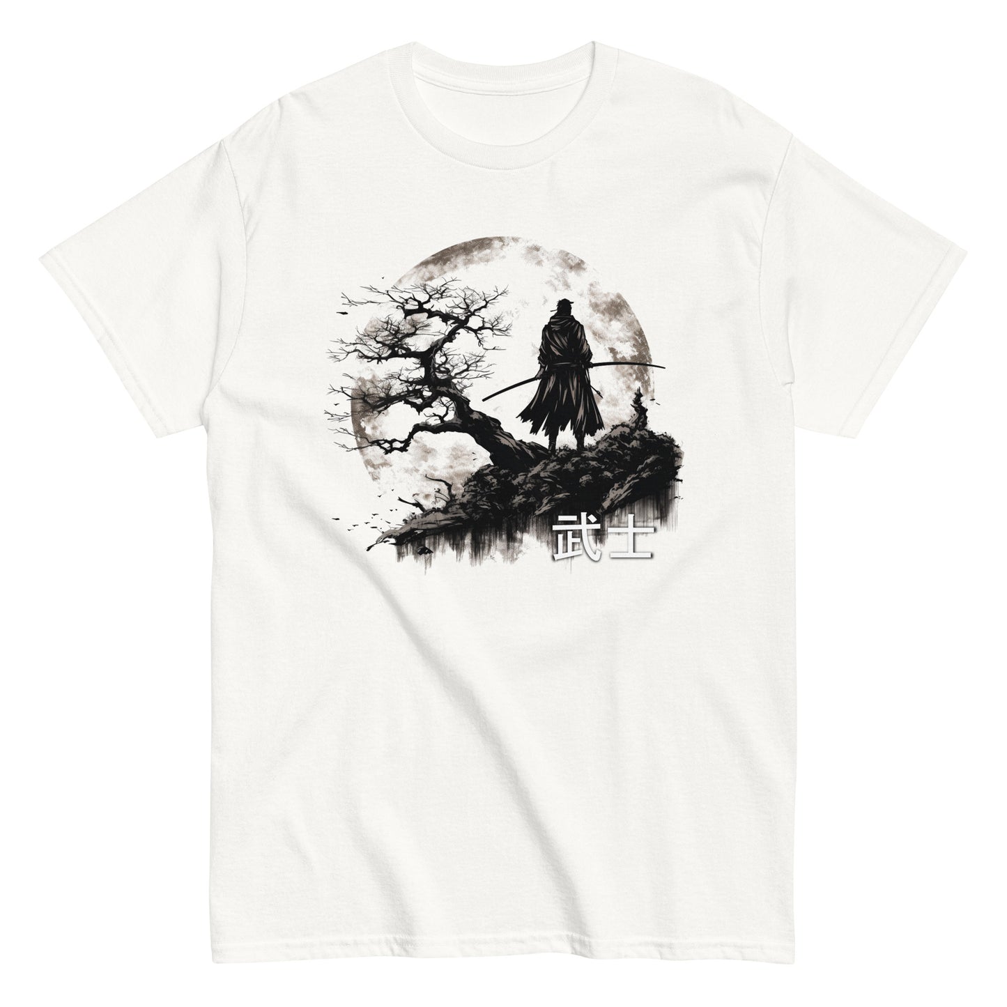 Japanse ninja-zwaardvechter print, heren T-shirt
