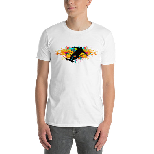 Unisex T-Shirt met flashy skateboard