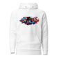 Skateboard Afbeelding Unisex  witte Premium Hoodie met Capuchon op Witte Achtergrond, 