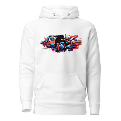 Skateboard Afbeelding Unisex  witte Premium Hoodie met Capuchon op Witte Achtergrond, 