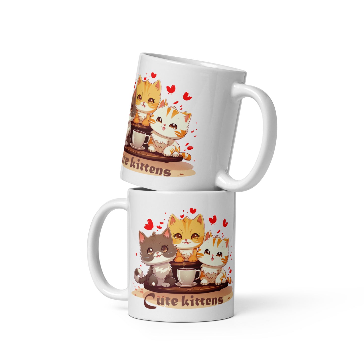 Koffiemok, 9,6 en 11,9 cm, Schattige Kitten met hartjes