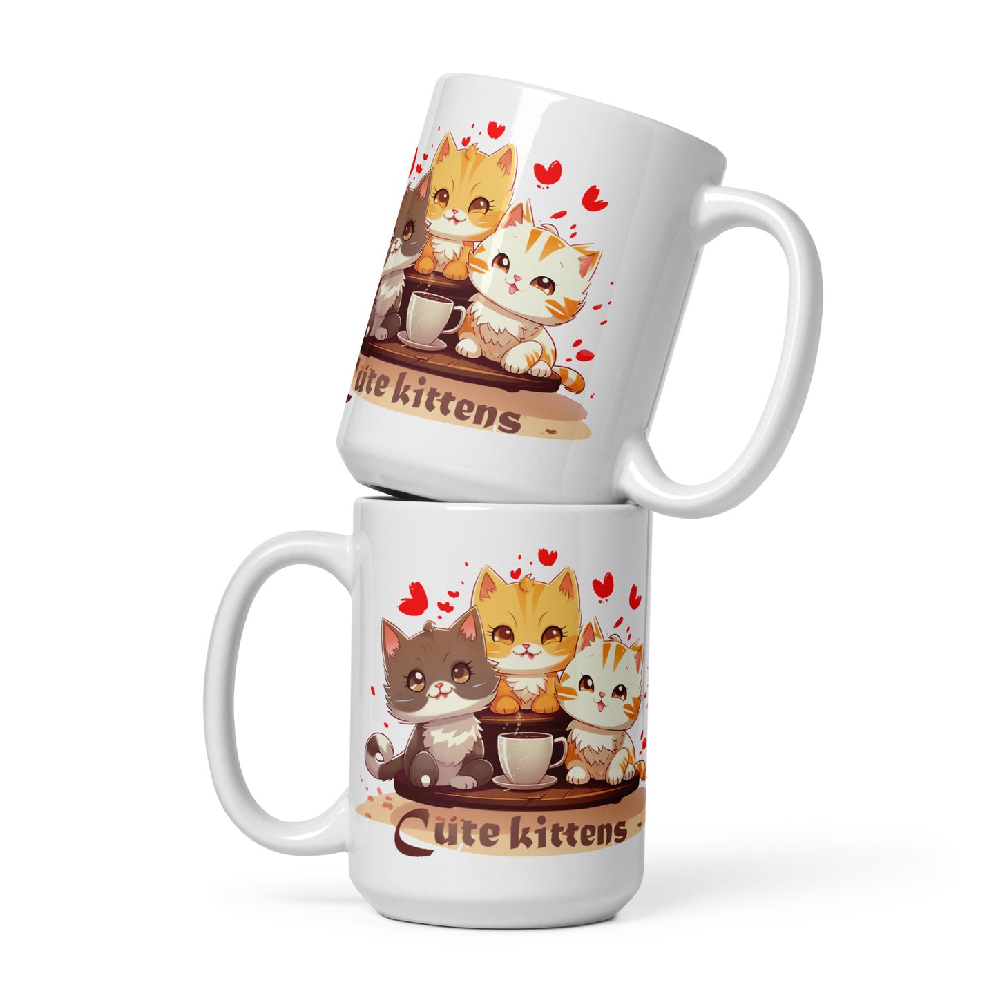 Koffiemok, 9,6 en 11,9 cm, Schattige Kitten met hartjes